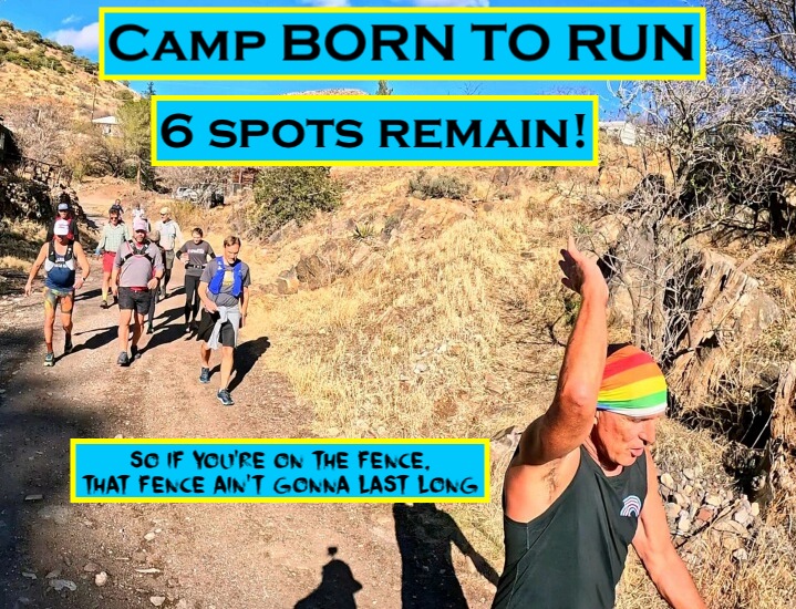 We're already half full for Camp Born to Run, May 2-4. If you want a 3-day  reboot to fix your biomechanics, adapt to mountain terrain, and enjoy the gorgeous trails of Bisbee, Arizona with me &amp; <a href="/BornToRunCoach/">Eric Orton</a> , your moment has arrived. See borntorun.world for details