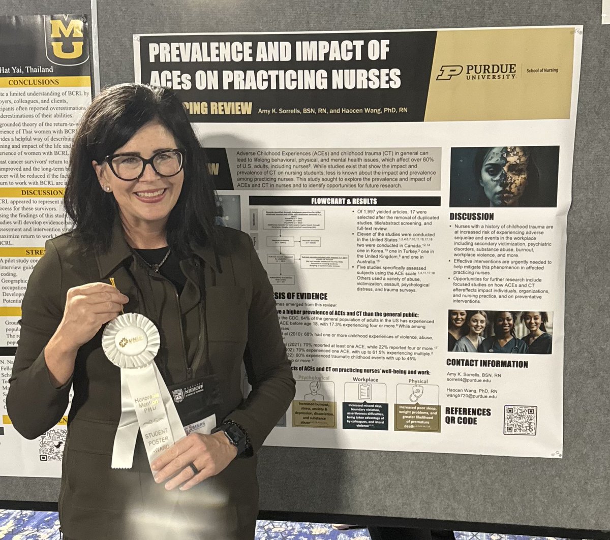 My first @MidwestNursing conference was a delight! Representing @PurdueHHS as a Ph.D. Student and receiving this poster award was a true honor. Hope to see you in Indianapolis next year! 

#ACEs #adversechildhoodexperiences #traumaresearch