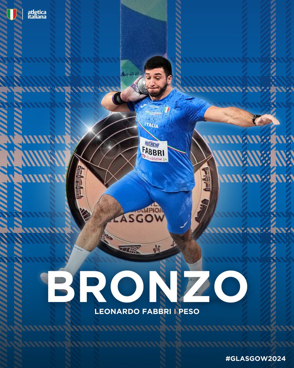 💥 𝐋𝐄𝐎𝐍𝐀𝐑𝐃𝐎 𝐅𝐀𝐁𝐁𝐑𝐈 𝐁𝐑𝐎𝐍𝐙𝐎 𝐌𝐎𝐍𝐃𝐈𝐀𝐋𝐄𝐄𝐄𝐄𝐄𝐄!!!

Il pesista azzurro Leonardo Fabbri si conferma sul podio iridato del peso: 21,96 ai Mondiali indoor di Glasgow, è medaglia di bronzo dopo l’argento di Budapest 2023!!!

#atleticaitaliana