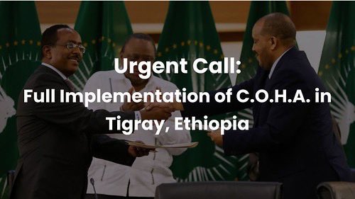Tigray needs our help now more than ever‼️

Let's rally together to demand immediate action from the U.S. to help comprehensively implement the COHA. 

Visit: callitagenocide.com today to send a letter.

A simple gesture can mean the world to those in need. #TigrayGenocide