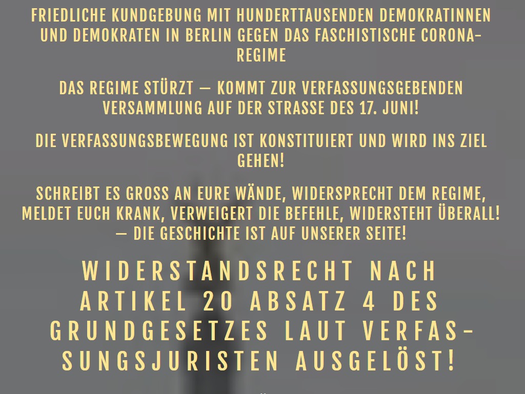 #b3003 #fckQuerdenken 
[1/4] Samstag, den 30. März will #AnselmLenz/ #DemokratischerWiderstand, 4 Jahre nach seiner 'Verfassungsgebenden Versammlung'  noch einmal 'Millionen' zum 'Marsch durch Berlin' mobilisieren.
#b2803 #b2903 sollen 'Diskussion & Konzert' stattfinden.