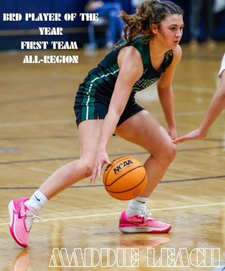 Congratulations Maddie Leach on being named the Bay Rivers District Player of the Year! Congratulations Maddie on this outstanding accomplishment. Maddie was also named 1st Team All-Region!