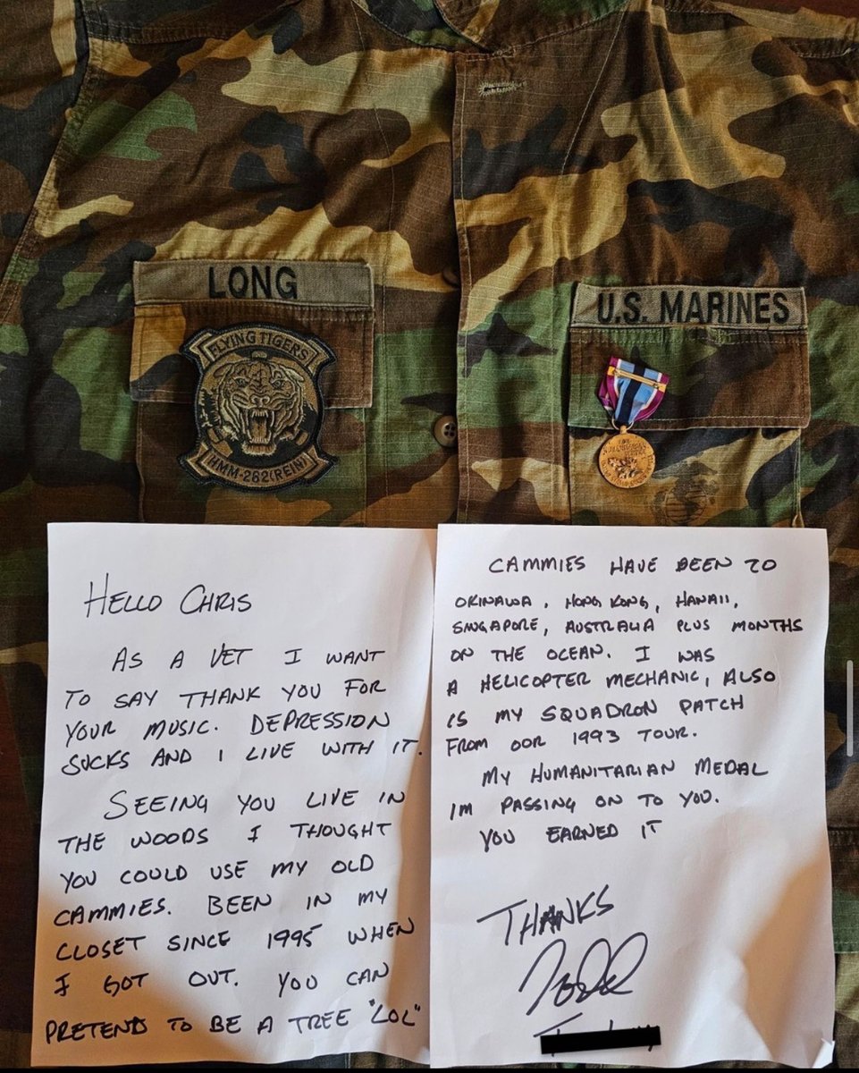 Todd Long, the Marine who sent me his humanitarian medal and uniform, has become a good friend. We were able to meet face to face last night at the Strawberry Festival. He is a good soul. Just not the best guitar picker. 🤣