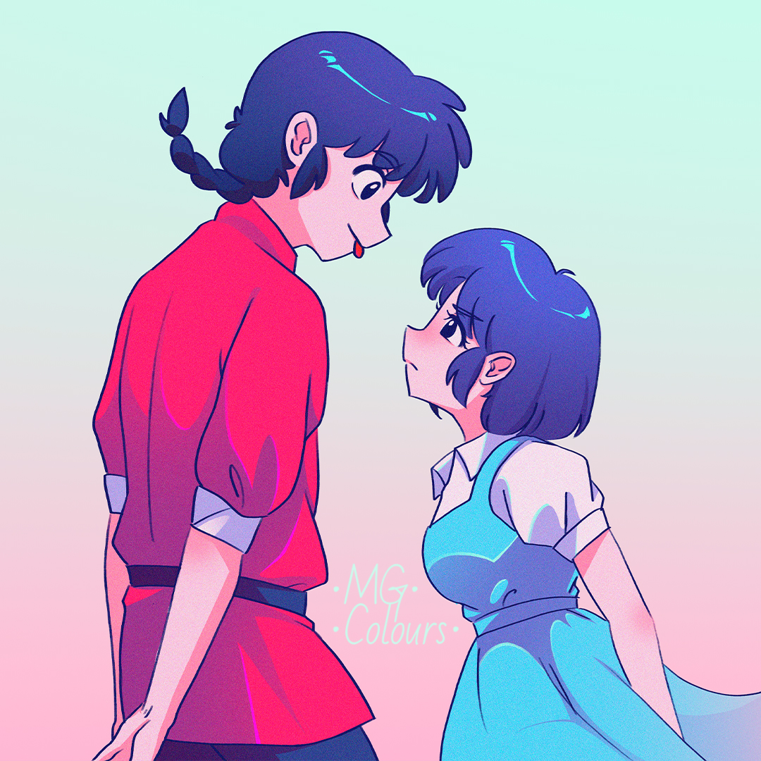 GcoloursM's tweet photo. "Hello everyone!⭐Lately I've been very busy with work, but I'm still keeping up. I recently made a RanKane💕 because I love that couple.💖  I hope you like it!💖😊
#Ranma #RanmaSaotome #Akane #AkaneTendo #Anime90 #RumikoTakahashi #RanKane #Ranmanfanart #ら���ま  #FanART #Anime https://t.co/UHw83OW0ne
