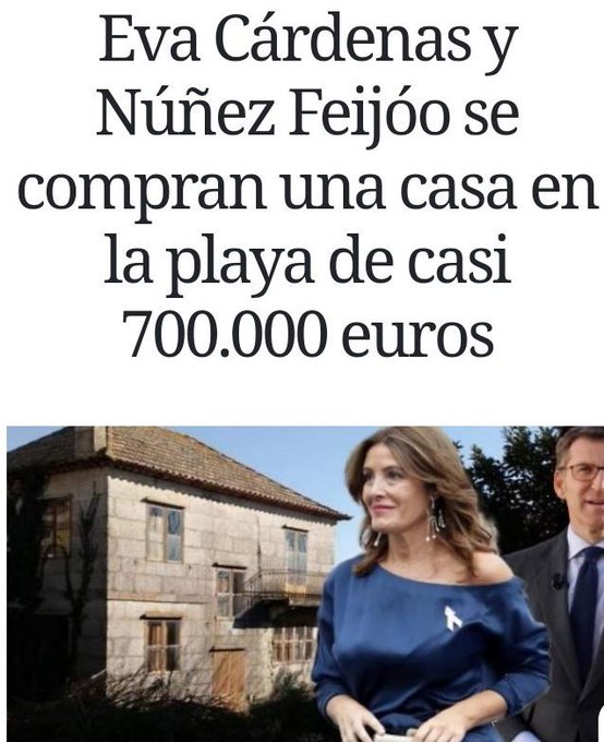 Iglesias y Montero hipotecan un casa por 375,000 euros, escandalo total en toda la prensa. Feijoo se compra una casa por 700.000 euros nada. La prensa no esta para informar, esta para  desinformar para que gobierne PP-Vox si o si.