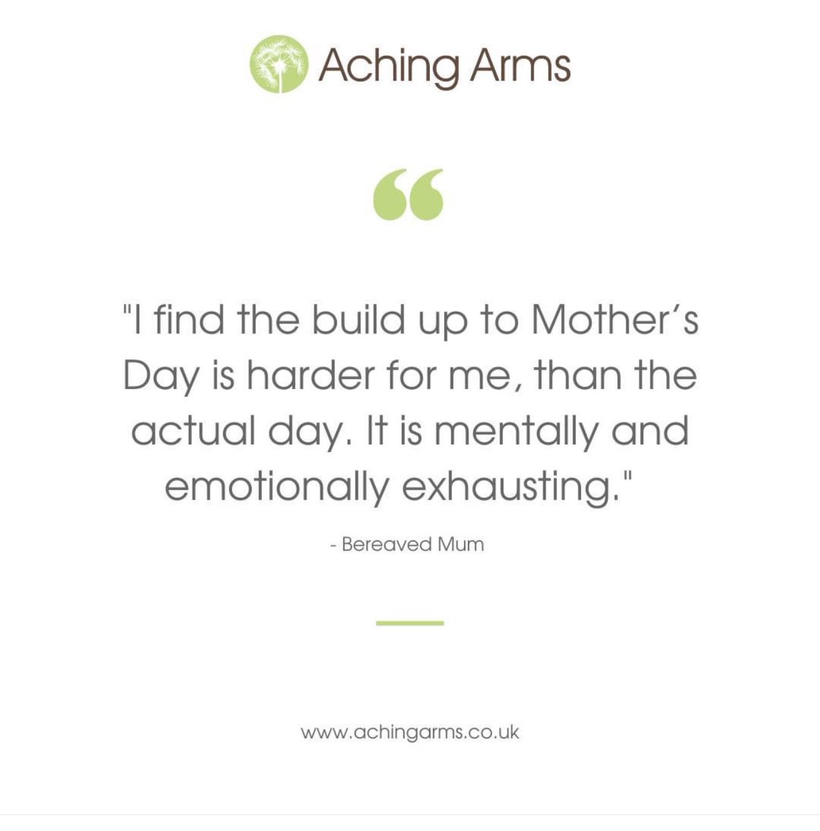 We have hundreds of outstanding charities under our umbrella. 🧡☂️ @AchingArms offer vital support for bereaved parents. They say; ‘We know the build up to Mother's day can often be difficult. Whether it's your first mother's day or your thirtieth mother's day without your