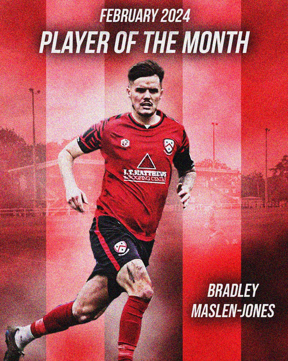 🔴⚫️ | February 2024 Player of the Month 

With 49% of the votes Brad Maslen-Jones is our player of the month for February. Scoring 2 goals in 3 games and the wonderful Beckhamesque goal away to Dudley Town he’s a worthy winner. 

#UptheWulfs || #UTW 🐺