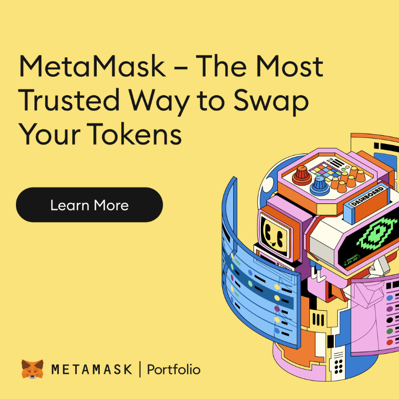 MetaMask's tweet photo. Swap from anywhere, anytime – with MetaMask. Access, store, &amp; swap tokens directly from your self custodial MetaMask wallet. Find competitive rates, everytime. Explore Swaps with MetaMask.