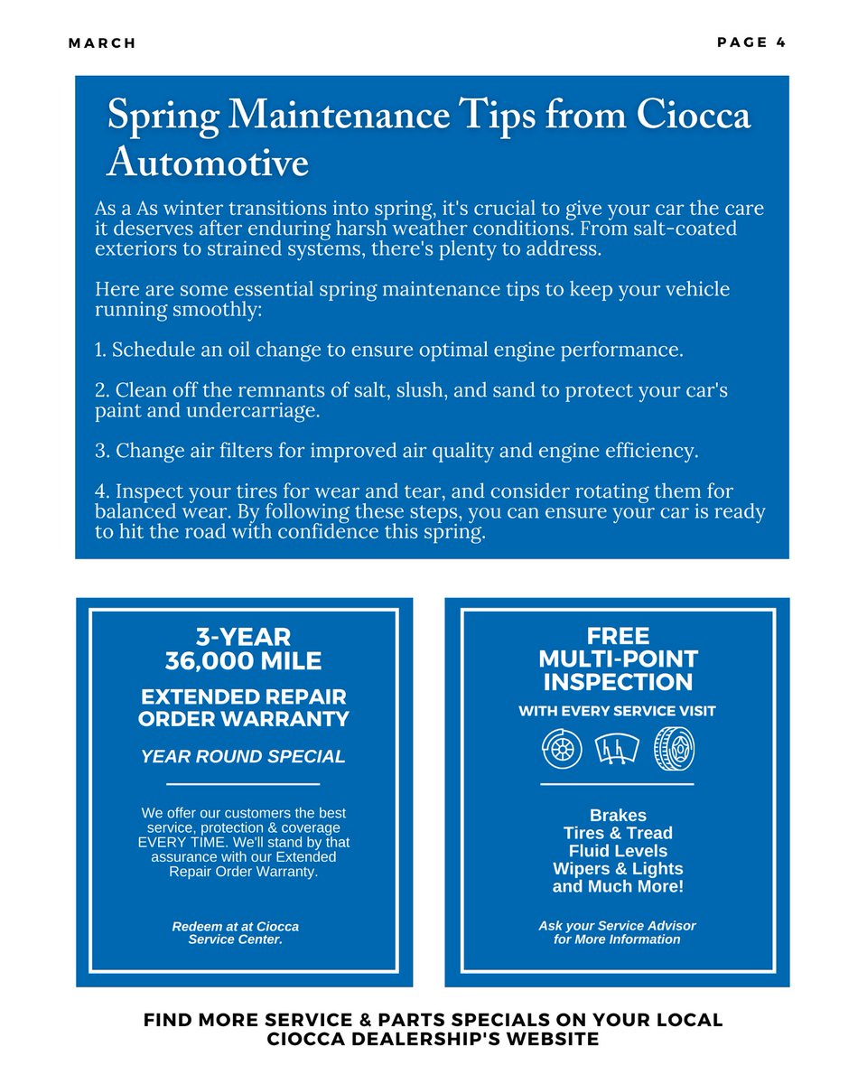 Keep up with what is going on at Ciocca Automotive! Check out our feature in the March edition of the Ciocca Happenings!

#cioccaonsocial #community #automotive #automotiveindustry #newsletter #donations #applynow #hiring #march #dealership