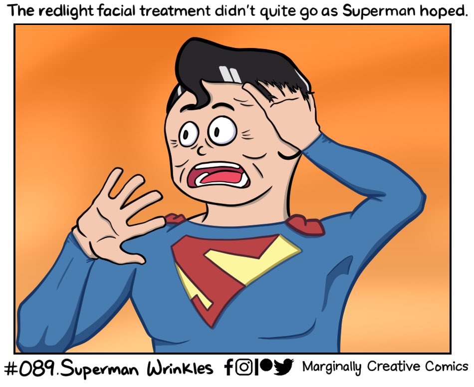 m_c_comics's tweet photo. New comic! Comic #089. Looks like not all beauty tips workout for Supes.🫣
 
#comic #comics #webcomic #webcomics #humor #funny #art #drawing #digitalart #superman #supes #supehero #beauty #beautytips #redlight #facial #wrinkles #greyhair #grey https://t.co/kUE1pTxsy9