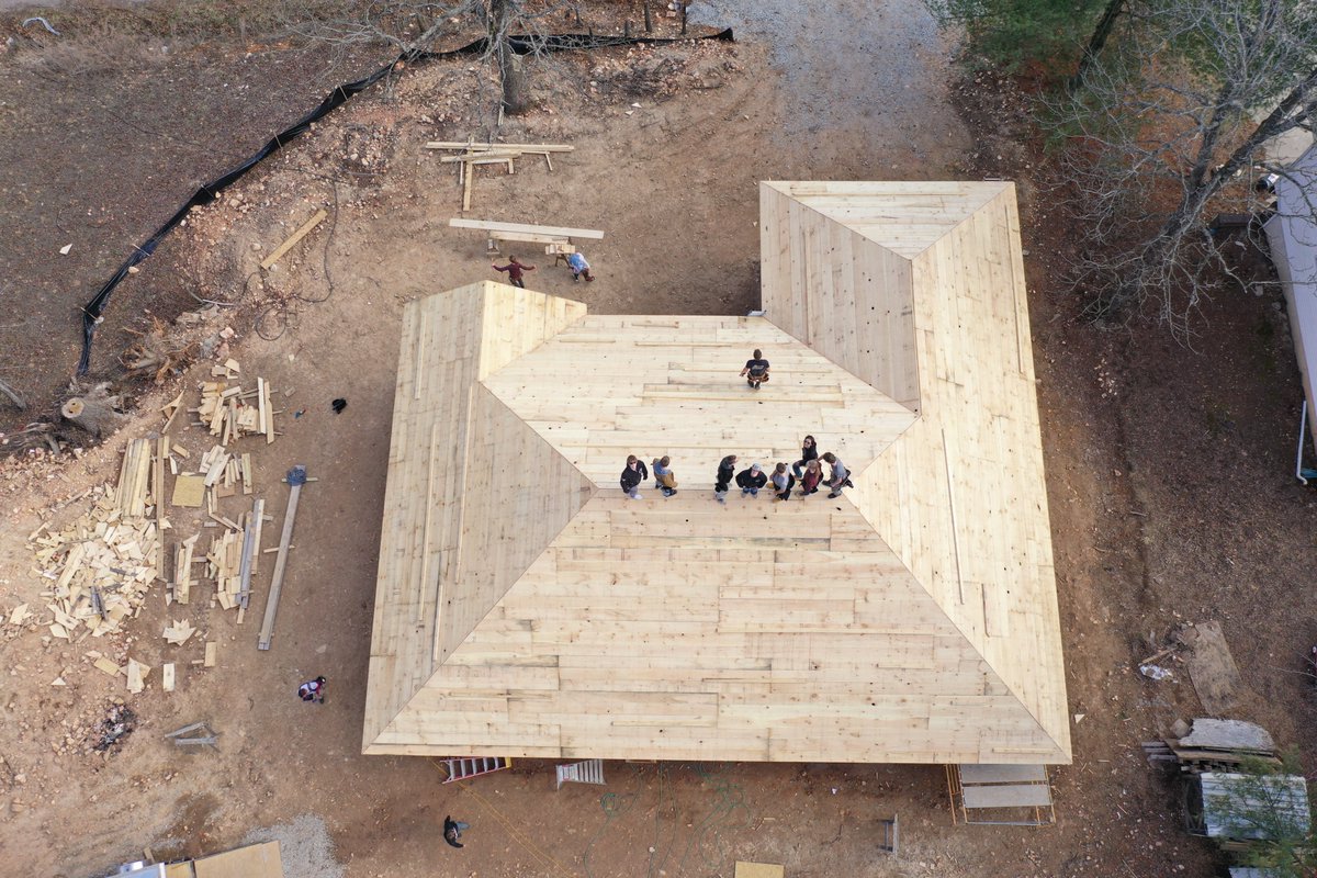 We got the roof deck finished up today. A couple of really productive weeks out of both classes, and some very cooperative weather didn't hurt either. @gibson_tech