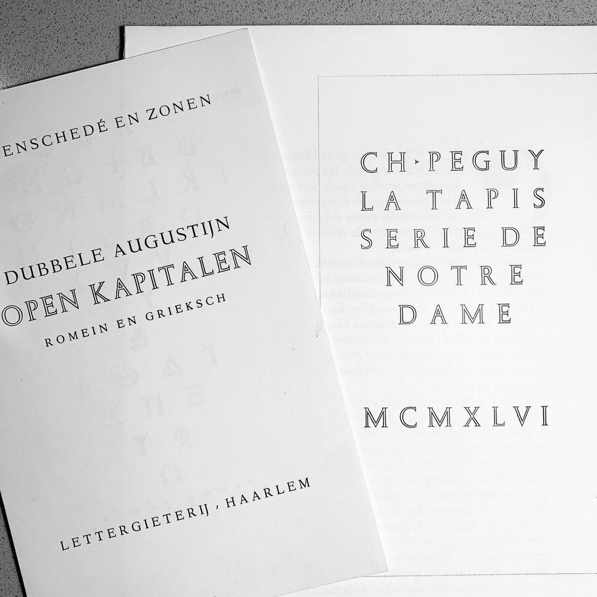 One of my favourite faces is Van Krimpen’s Open Kapitalen. Although I’ve been playing with using it on the title page for Beauty of Byrne, as here, the reality is I have a very limited fount of it and the single size equally limits its use. Watch this space!