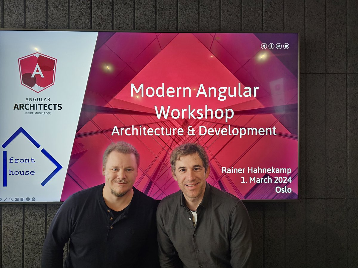Thank you <a href="/rainerhahnekamp/">Rainer Hahnekamp</a> and all the attendees for making a really great day at the #Angular #workshop in Oslo <a href="/FrontHouseCons/">FrontHouse Consulting</a>
