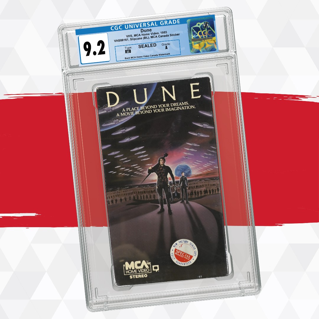 A masterpiece encapsulated in time! 🌌📼 Diving into the epic saga of Paul Atreides, spice, and intergalactic politics - all captured on this humble cassette. From the sands of Arrakis to the protection of CGC Home Video, this classic is preserved in all its glory!