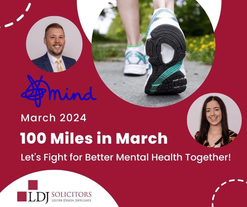 **100 Miles in March for Mind**

We will be taking part in Mind's 100 miles challenge this month! 

Click here for more info and to donate: 

justgiving.com/fundraising/cr…

#mentalhealth #100milesinmarch #mind