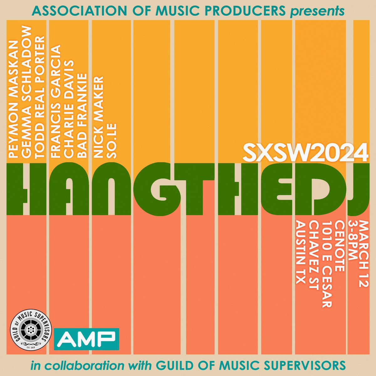 Take a moment to kick back with your colleagues at AMP and HANG THE DJ (along with GMS)! We'll be hosting a cafe and patio hang at Cenote Bar, just walking distance or a short ride from the SXSW festivities. RSVP HERE: docs.google.com/forms/d/e/1FAI…