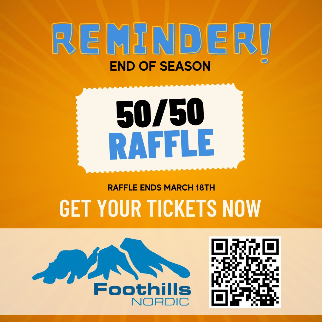 Grab your 50/50 tickets in support of the Foothills Nordic Ski Club by following this link to our rafflebox page: rafflebox.ca/raffle/fnsc_20…
The more we raise, the more you can win! 
Send this link to friends and family too!
Raffle runs till March 18th, 2024
