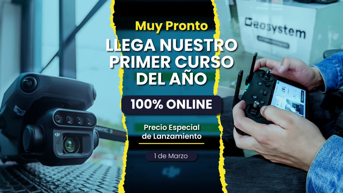 geosysteming's tweet photo. 📢 Tenemos nuestro curso #DJIPilot, para ti que eres apasionado de los drones de #DJI Tenemos precio especial por tiempo limitado

En el siguiente enlace encuentras toda la información: https://t.co/vfxoRSLeab

¡No te lo puedes perder! 🤗

#Drones #drone #drone #uav #uas #pilot https://t.co/EKjMPZa26s