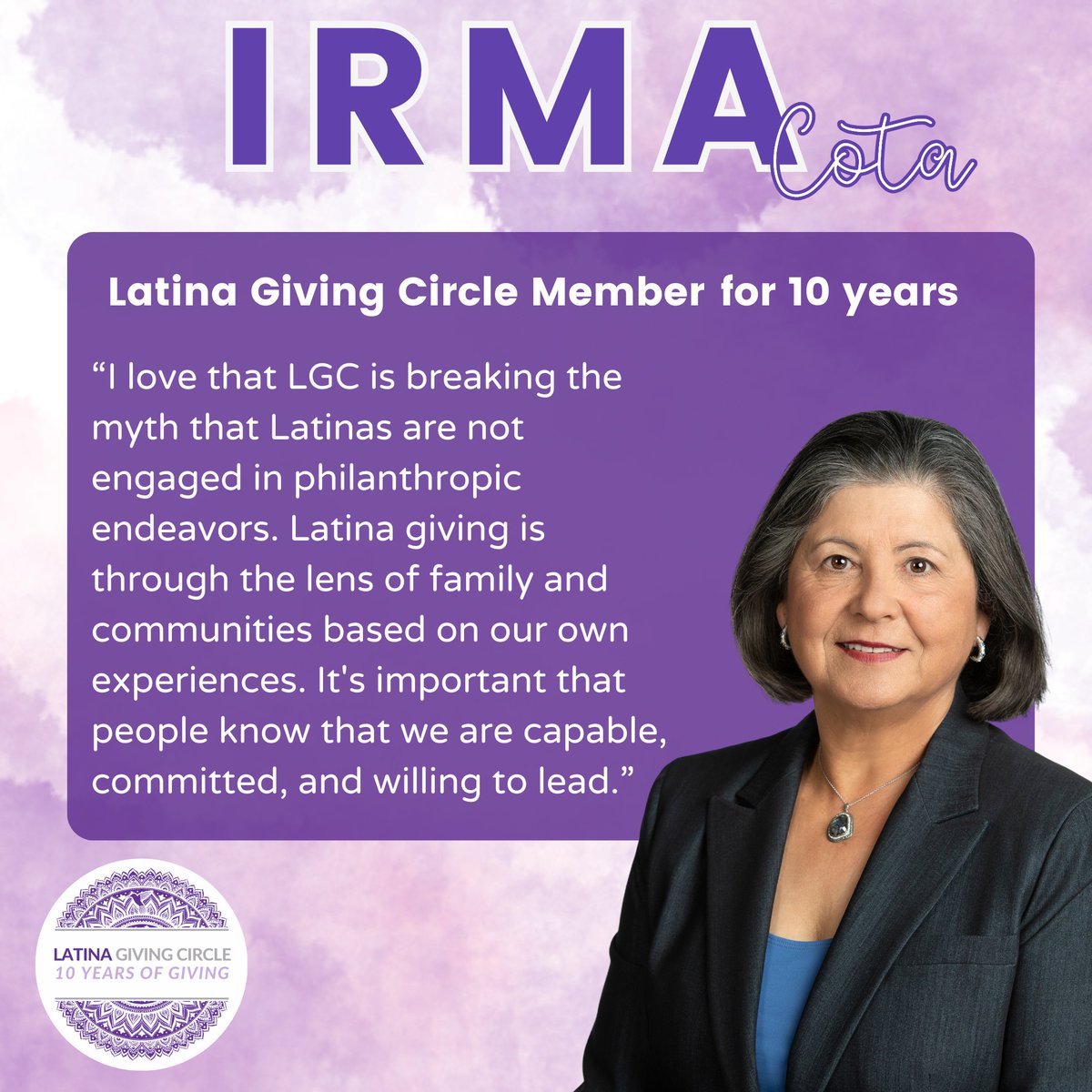 March is Women's History Month and to celebrate, we will be highlighting the work of inspiring Latinas throughout the month. First up - Irma Cota, who has been a member of LGC since its inception. Learn more about her in our newsletter!
