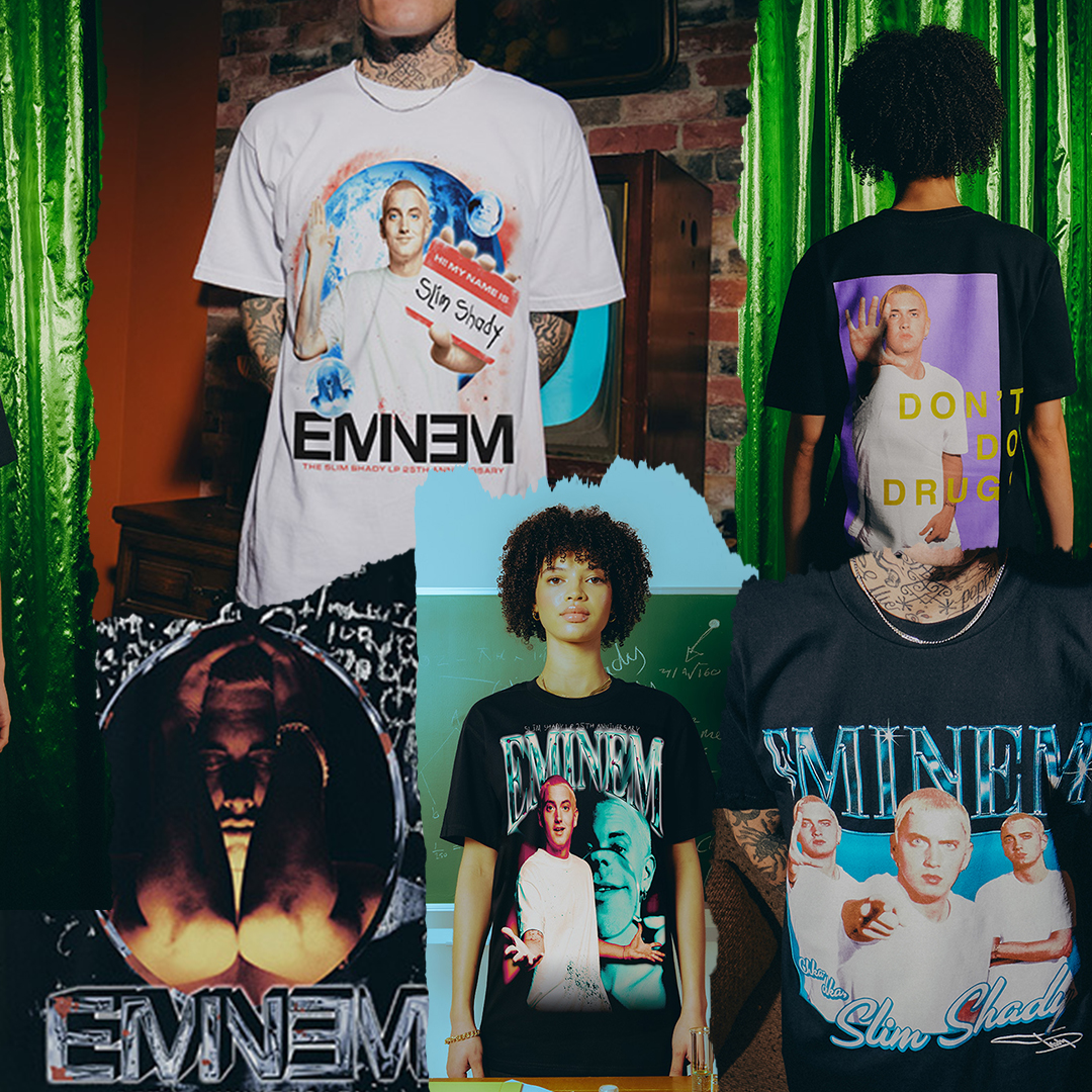“Cause I don’t give a fuck like my middle finger was stuck” ‼️ Bringin’ it back to ‘99 - cop the new merch from the #SSLP25 capsule! shop.eminem.com