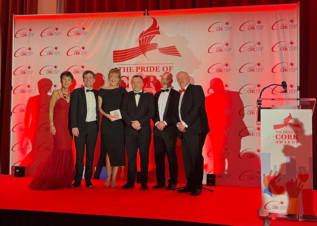 We are delighted to be in such esteemed company tonight of all those who received a #PrideOfCork award. So many worthy recipients and to be in the company of the likes of @PennyDinnersCor, @CorkARCcancer and more is quite humbling. Thank you.