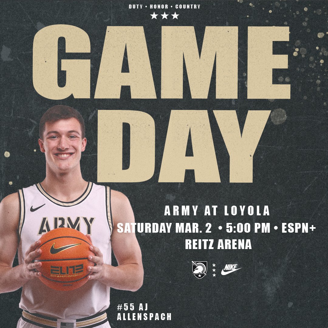 One last time in the regular season! 🆚 Loyola 🕰️ 5:00 PM 📍Reitz Arena 🔗 linktr.ee/armymbb