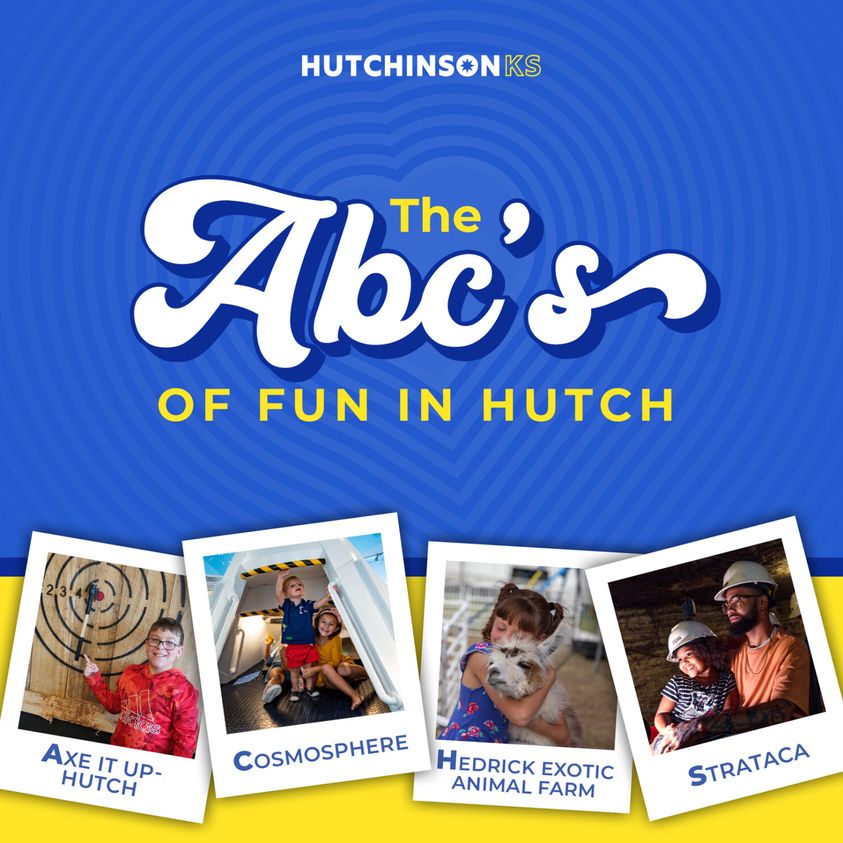 Need spring break plans? Try the “ABCs” of fun in Hutch! Plan your trip by choosing the first letter of everyone’s name, OR spell out your last name for family fun! Check it out here: visithutch.com/news-and-video… #VisitHutch #ToTheStarsKS #LoveHutch