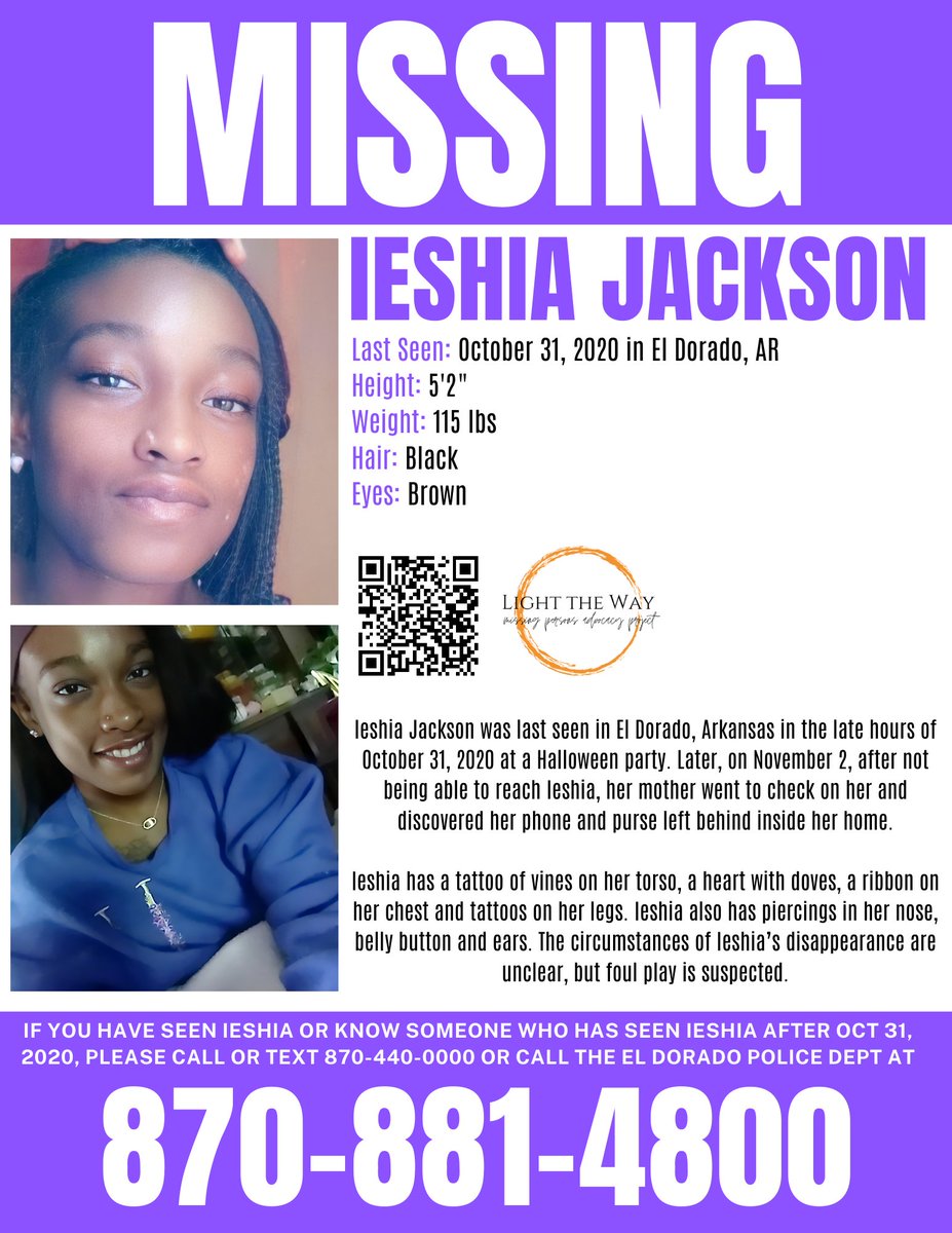 #MissingPosterMonday #IeshiaJackson #Arkansas #MondayMotivation #Missing #MissingPerson #IeshiaJacksonMatters