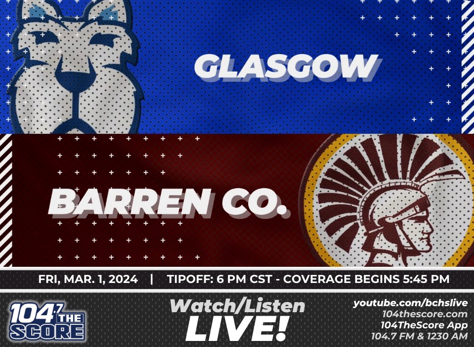 Watch LIVE coverage of the Boys 15th District Championship featuring the Barren County Trojans VS. Glasgow Scotties HERE:

youtube.com/live/1EZtUGvwh…