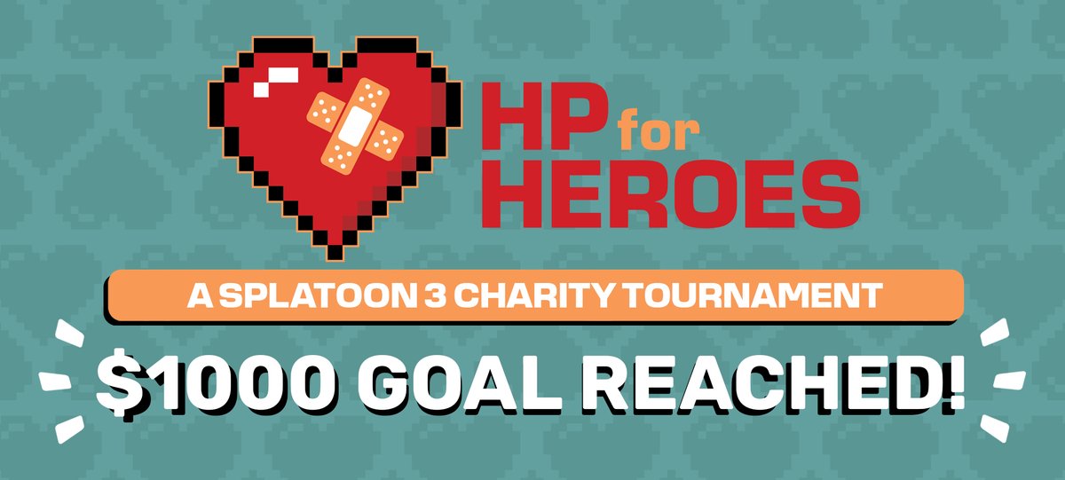 IPLSplatoon's tweet photo. We hit an insane milestone!

The original HP for Heroes donation goal of $1000 has ALREADY been reached!!

We are raising our goal to $2000!

This wouldn't have been possible without everyone's help.

Thank you for your support! https://t.co/TNqdrnvcF0