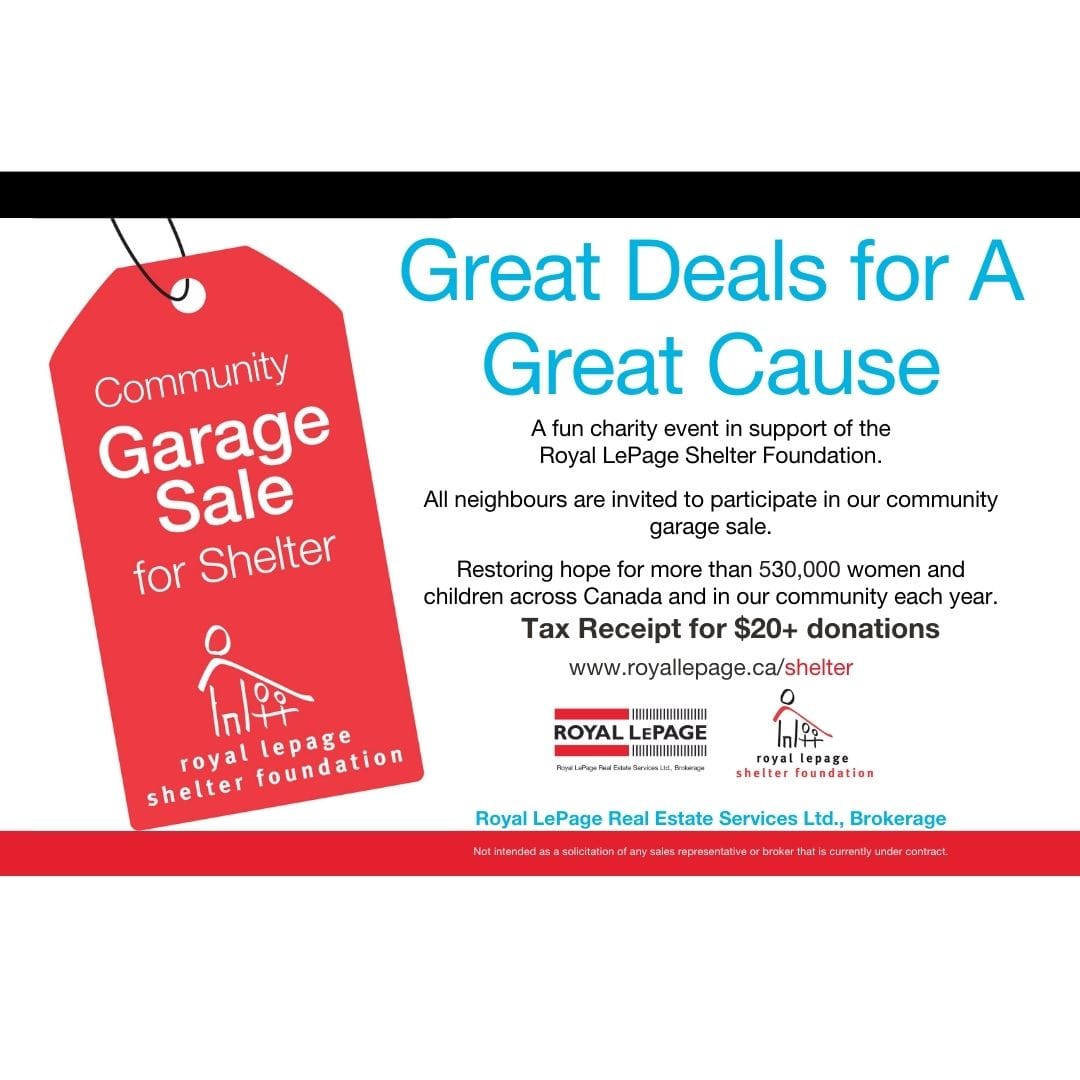 May 11th - Join Belinda Lelli Team-We're hosting a garage sale in support of the Royal LePage Shelter Foundation! Tax receipt for minimum $20 raised. All advertising is done by us 8am-2pm 
#GarageSale #LawrencePark #RoyalLePageShelterFoundation #BelindaLelliTeam  #toprealtors