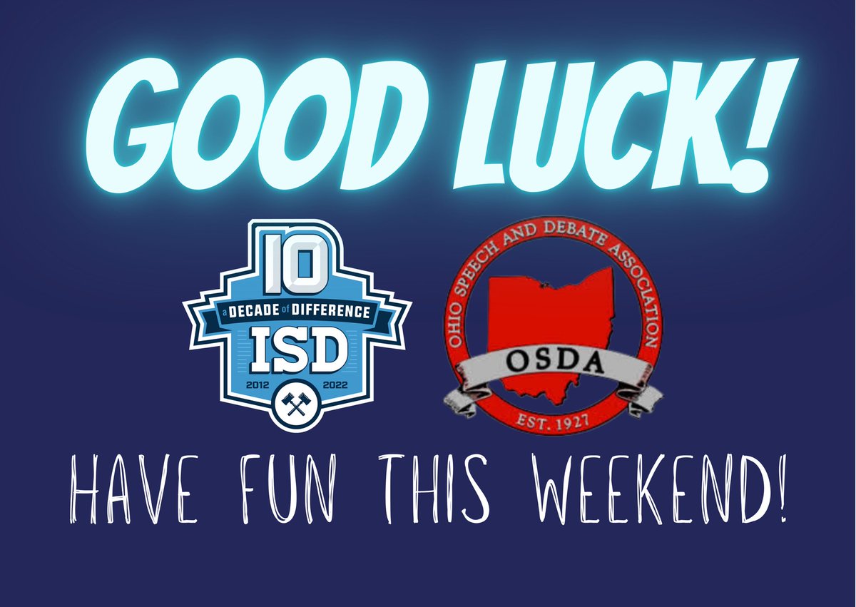 On the state of Ohio’s 221st birthday we are proud to be the sponsor of Congress, PF, and LD at the <a href="/OHSpeechDebate/">The Ohio Speech and Debate Association</a> state tournament! All finalists in ALL events will receive a $200 ISD scholarship &amp; all champions will receive a $400 ISD scholarship 🏆 Good luck 🎉