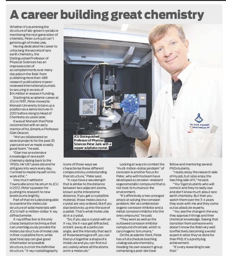 Peter Junk (@peterjunk2) on Twitter photo Nice to be recognised in the Townsville Bulletin today. Love our new diffractometer! <a href="/jcu/">James Cook Uni</a> <a href="/RACInational/">Royal Australian Chemical Institute</a> <a href="/RACI_Inorganic/">RACI Inorganic Chemistry Division</a> <a href="/RACIQld/">RACI Qld Branch</a> <a href="/tsv_bulletin/">Townsville Bulletin</a> #ozchem #rareearths <a href="/bruker/">Bruker</a> Nice to be recognised in the Townsville Bulletin today. Love our new diffractometer! <a href="/jcu/">James Cook Uni</a> <a href="/RACInational/">Royal Australian Chemical Institute</a> <a href="/RACI_Inorganic/">RACI Inorganic Chemistry Division</a> <a href="/RACIQld/">RACI Qld Branch</a> <a href="/tsv_bulletin/">Townsville Bulletin</a> #ozchem #rareearths <a href="/bruker/">Bruker</a>