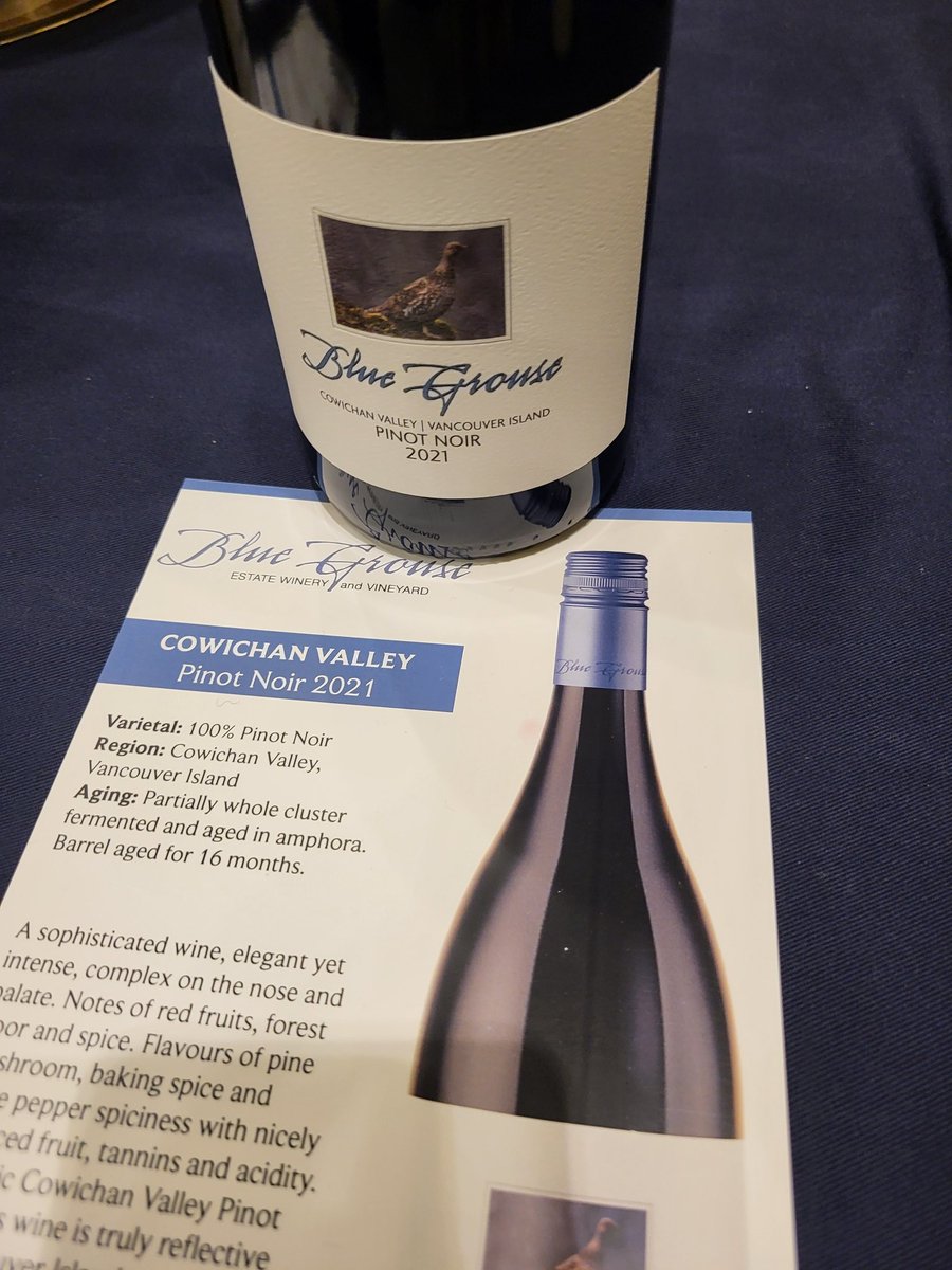 Oh Canada! '21 Pinot Noir from Blue Grouse ripe and not woody!