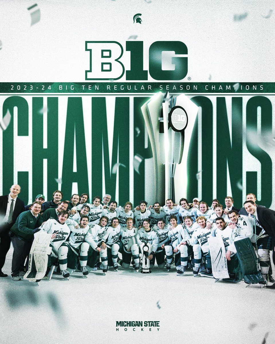 And that’s history. The Spartans win 5-2 and earn their first-ever Big Ten hockey championship. #GoGreen