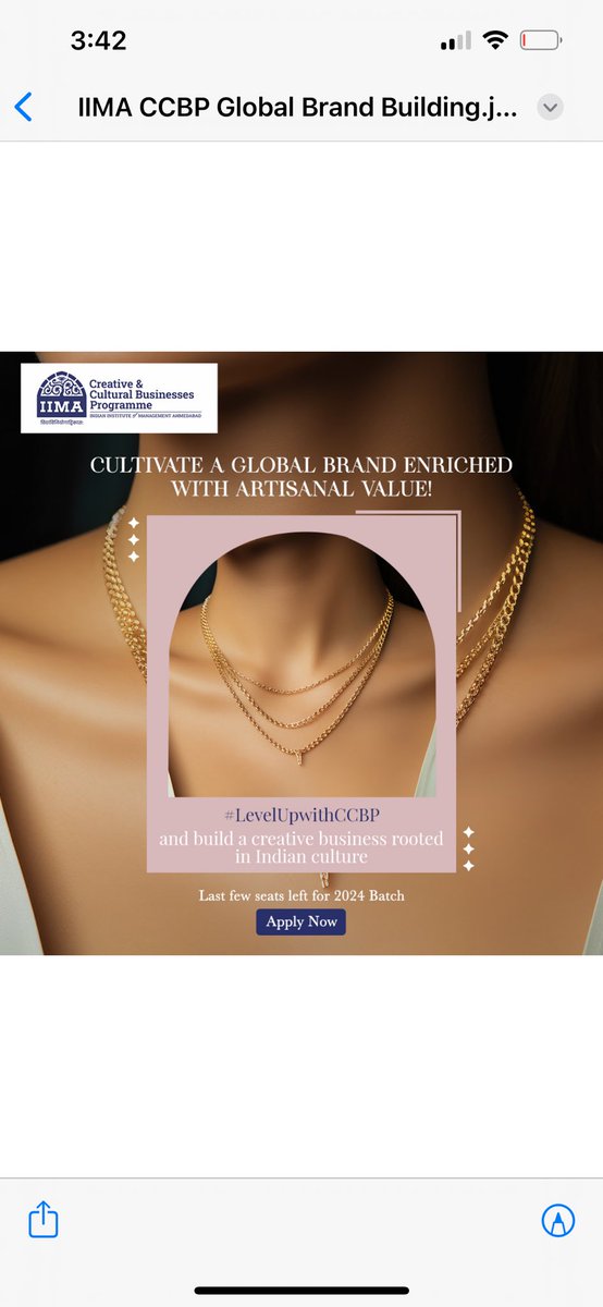 CCBPatIIMA's tweet photo. Refine your skills to shape your own artisanal venture with CCBP. Enhance your creative prowess under the mentorship of industry experts and creative professionals and start your entrepreneurial journey today.

Last few seats left in the 2024 batch. https://t.co/nz50YK1v2a