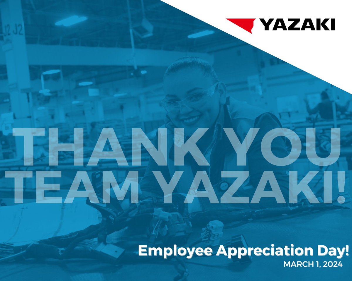 Thank you #TeamYazaki on #EmployeeAppreciationDay! Today, we want to extend our heartfelt #gratitude to the incredible people who make YNCA the extraordinary company it is. To our dedicated employees: thank you for your hard work, passion & unwavering commitment to excellence. 🌟