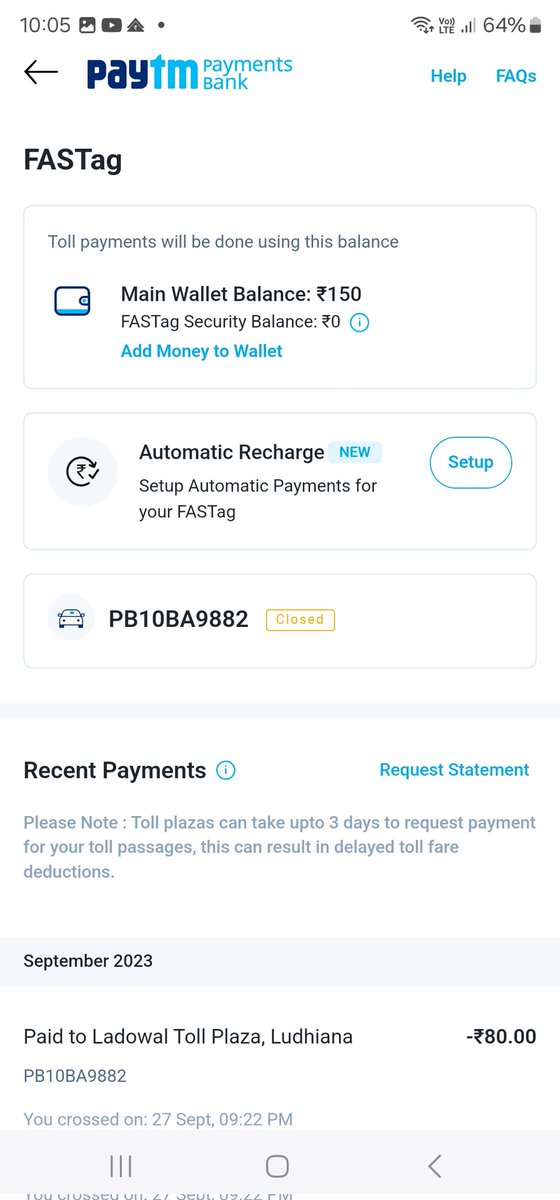 _manikgupta's tweet photo. @Paytm i closed my fasttag but i didn't received the refund
VRN : PB10BA9882 https://t.co/e1PSPzsBEI