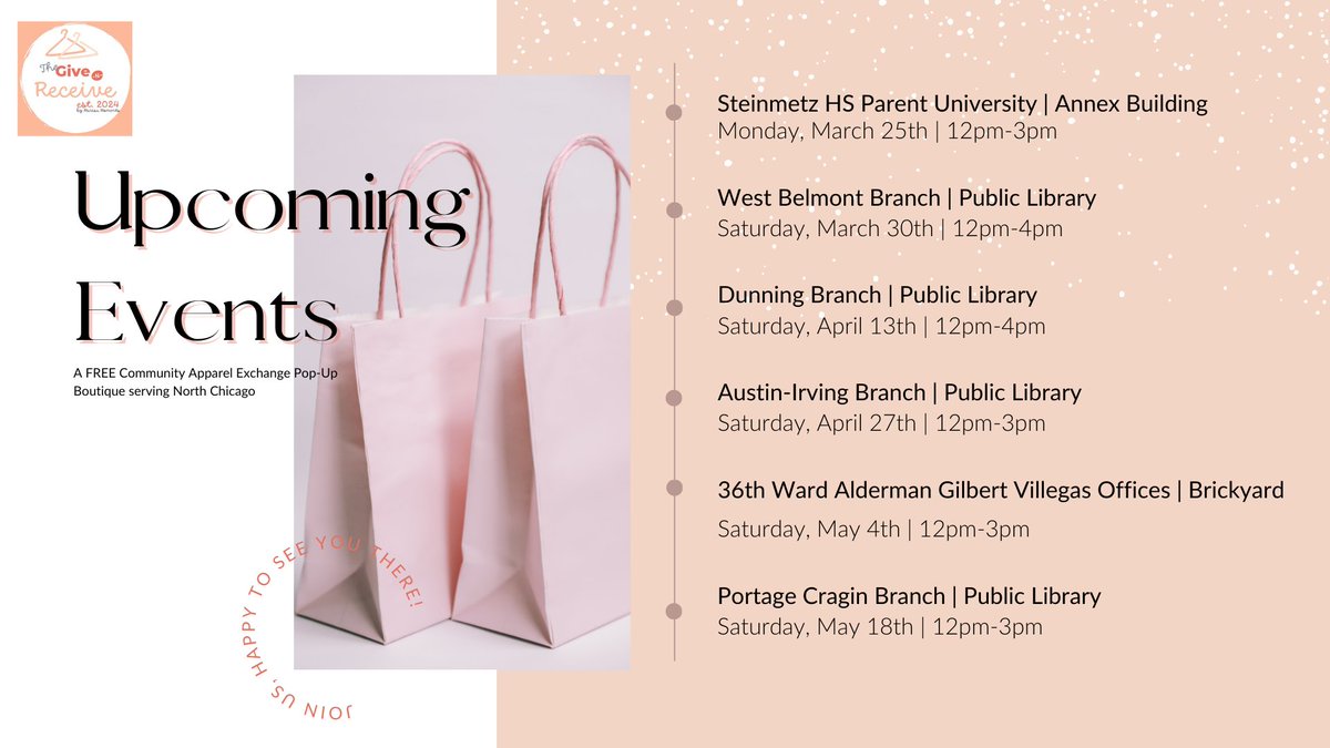 thegivenreceive's tweet image. The Give-n-Receive is a #FREE Community Apparel Exchange Pop-Up Boutique serving #NorthChicago 🛍✨️ 

marisamoments.com/the-give-n-rec…