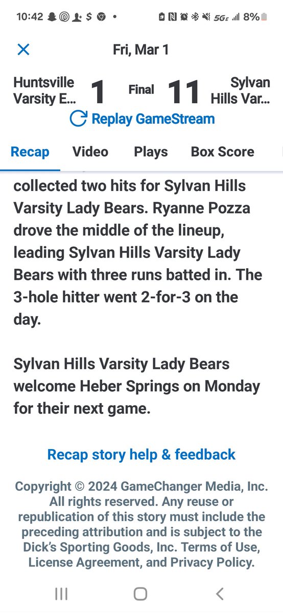@SHBearsSB game 2 of the year with a W!! @mayden_abbie proud of you getting your 1st no hitter and first W in the circle with 8 Ks and 0 BBs!! Congrats to Katie on her bomb too!! @ExtraInningSB @SBLiveARK @k_sutherlandAR @ARPrepSports @RRainwater1037 @LegacyLegendsS1