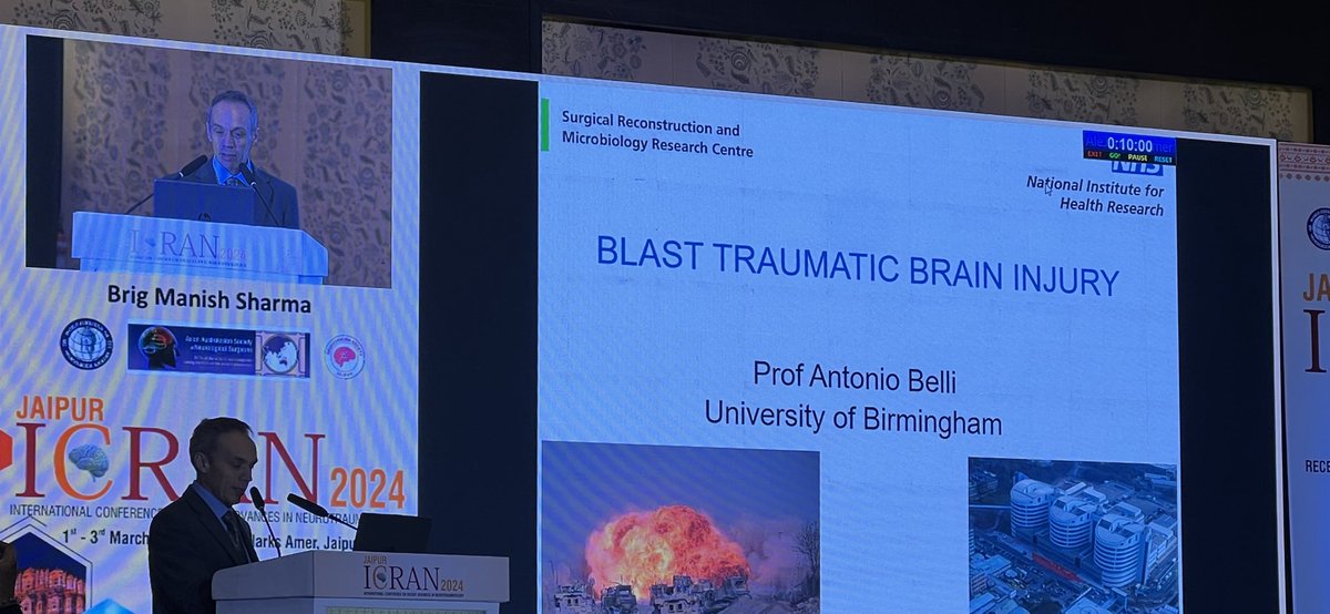 Recent Advances in Neurotraumatology 2024 Jaipur. Prof Tony Belli’s excellent presentation on Blast Traumatic Brain Injury.