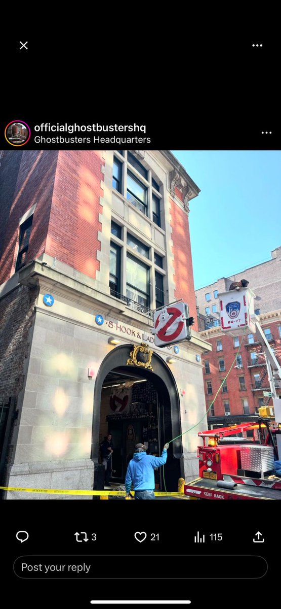 nerdfollowing's tweet photo. #FTN nature is healing… the original @ghostbusters sign is back where it belongs on the front of #HookAndLadder - and if you look closely, you’ll see the GBII sign too. 
This is so cool… #Ghostbusters #FrozenEmpire https://t.co/tKJL7Brtll