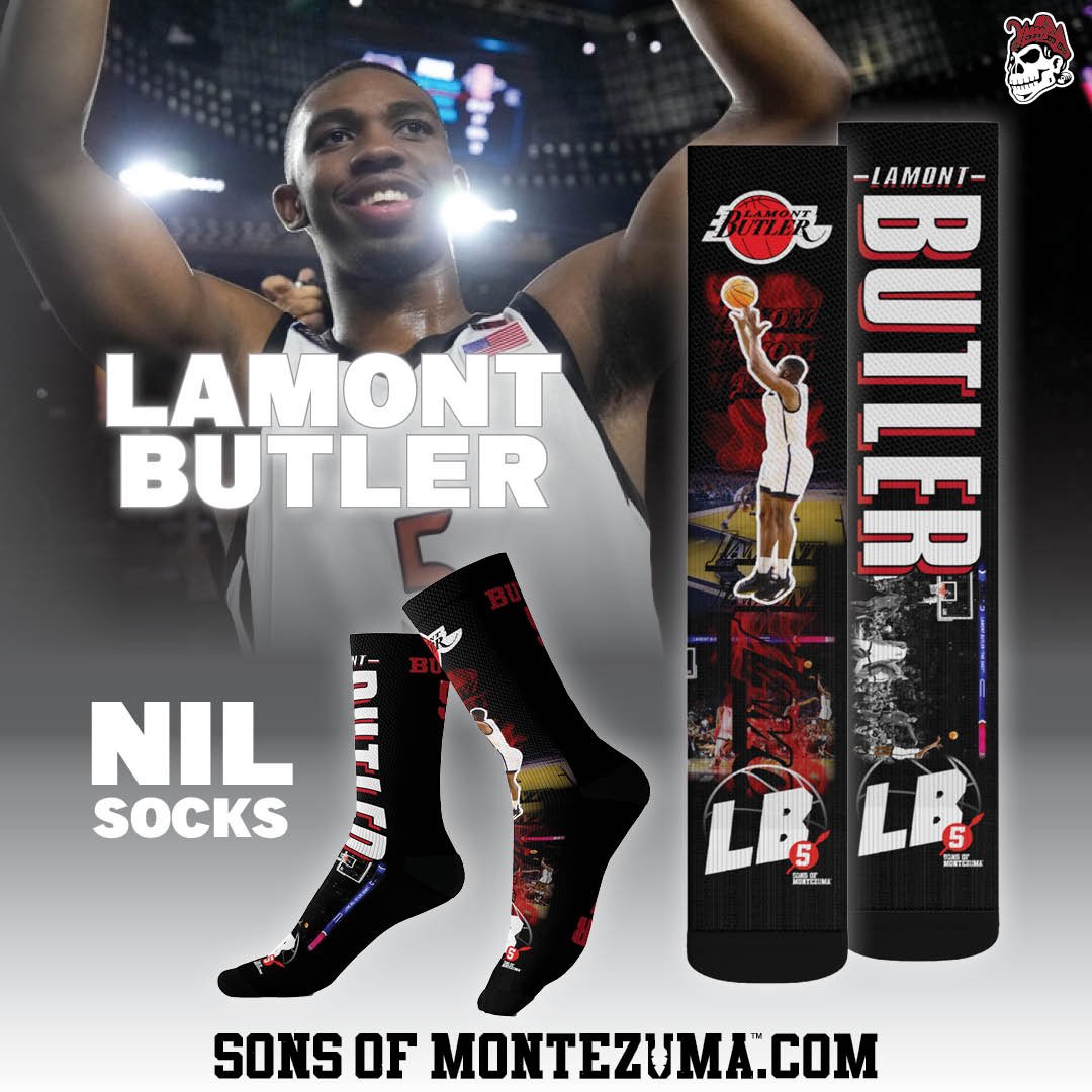 You know what time it is…It’s March and these Lamont Butler NIL SOCKS are firing off!⚫️🔴🏀🔥 Add these limited edition baller socks to your Aztec inspired repertoire for March Madness Now! sons-of-montezuma.myshopify.com/collections/fo…