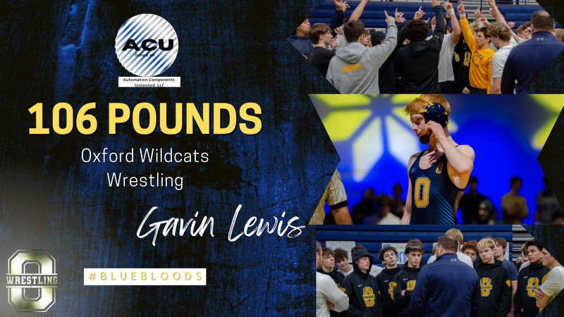 OxfrdWrstlng's tweet photo. STATE SEMI-FINAL
106
#2D1 Gavin Lewis vs
#5D1 Ethan Smith @ Brighton
Gavin Lewis loses by Decision and
will #BattleBack thru the
Consolation Round tomorrow.
#FullHouse
#BlueBloods
#InOxfordWEWrestle
@oxford_hs
@athletic_oxford https://t.co/eIlutYhvac