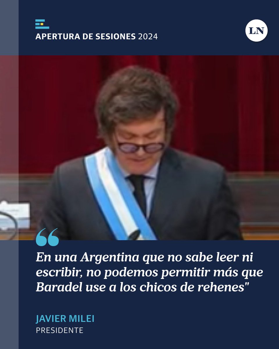 Javier Milei: "En una Argentina que no sabe leer ni escribir, no podemos permitir más que Baradel use a los chicos de rehenes"