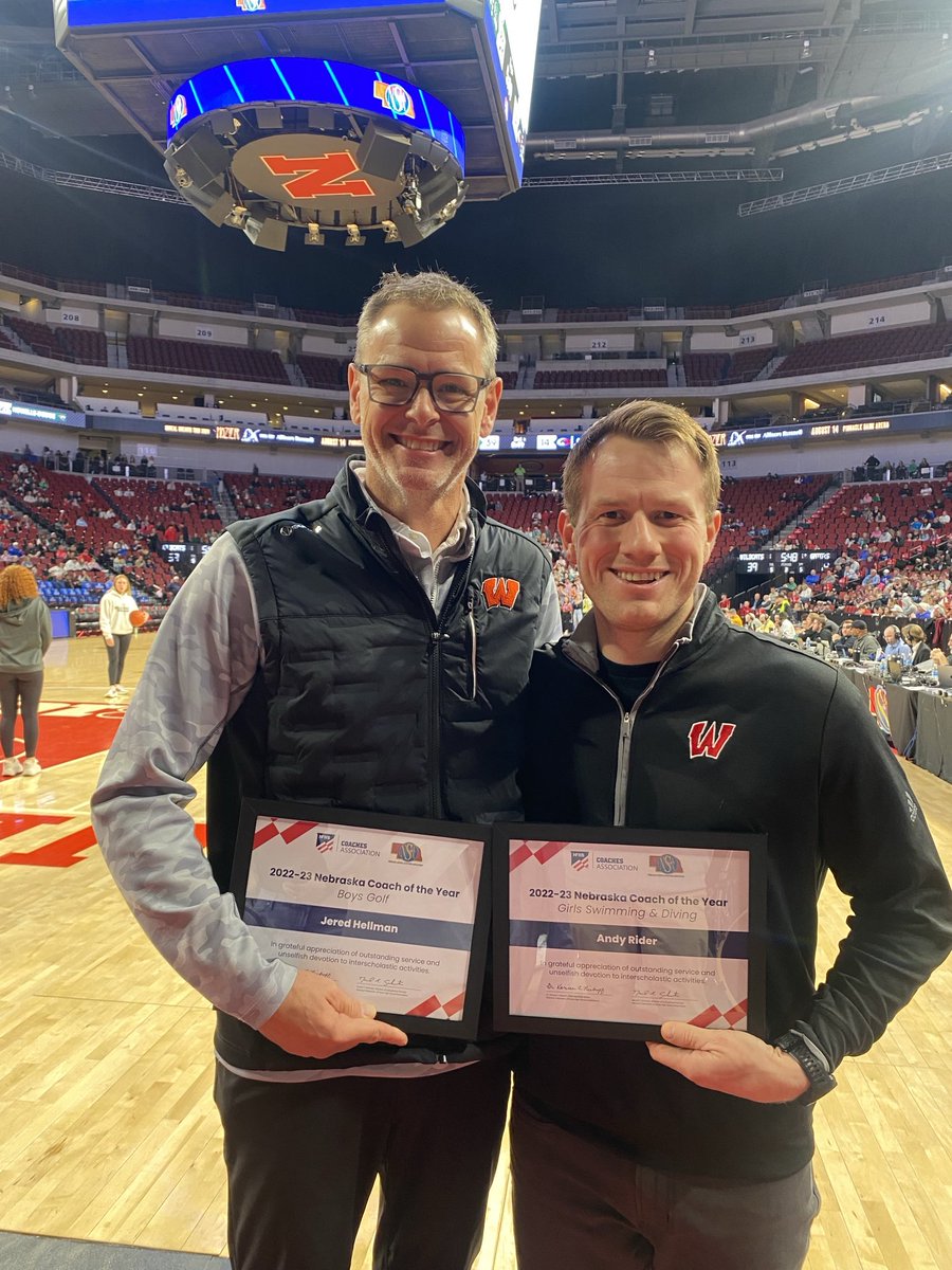 athletics66's tweet image. Congrats to Coach Hellman and Coach Rider awarded NCA coaches of the year in boys golf and girls swimming in 2023. Proud of these great warriors! ⁦@Westside66⁩ ⁦@westsidewired⁩