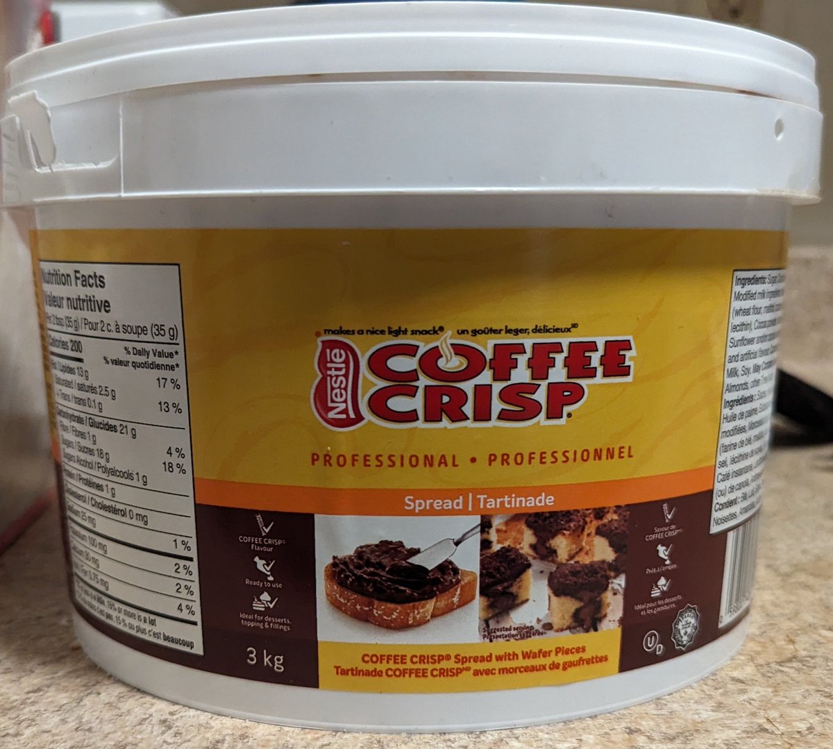 Check it out, <a href="/joe_lozito/">Joe Lozito</a>. A three kilogram tub of Coffee Crisp spread!