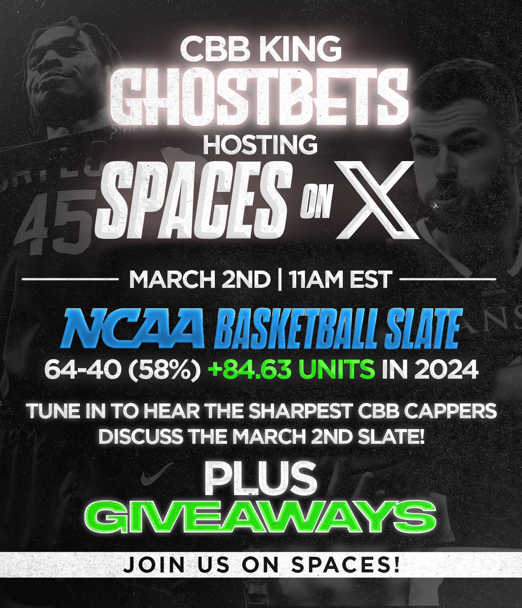 MyGhostBet's tweet photo. This. Is. March.
Tomorrow 11 AM Spaces.
See you there ππ€
*Heads up if you sign up for my discord (link in bio) youβll be put in my MM Bracket where thereβs a $150 pot!
#GamblingX #GamblingTwitter #MarchIsHere #CBBKing #ThisIsMarch #MarchMadness
https://t.co/3MASyy6jTK https://t.co/wv6FW9auRB
