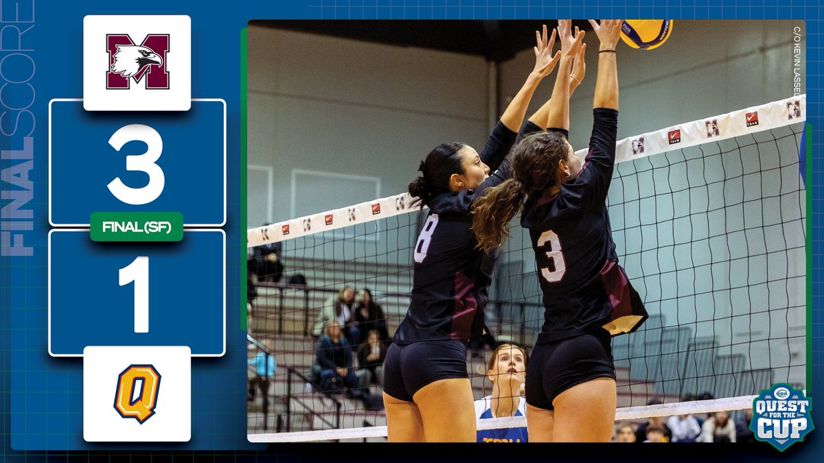 FINAL SCORE 🏐 No. 3 @McMasterSports | 3 (32, 25, 25, 25) No. 2 @queensgaels | 1 (34, 22, 19, 19) The home side claimed a marathon first set, but Mac marched to victory from there to earn a spot in the #QuigleyCup championship. 📈 #WeAreONE | #QuestForTheCup | #MACvsQUE