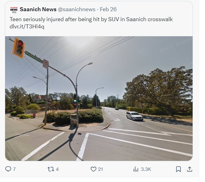 mattdellok's tweet photo. Absolutely devastating week for traffic fatalities in Victoria and South Island. This has got to end. I can't imagine the pain these families are experiencing this weekend. Please slow down and drive carefully.. #yyj ❤️ https://t.co/g2Xg8JpcsM